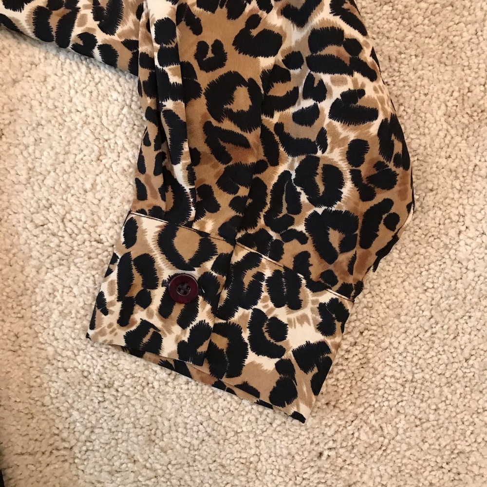 JM Collection Leopard Cheetah Blouse Womens Plus Size 18W Brown Black Button Up - Picture 7 of 10